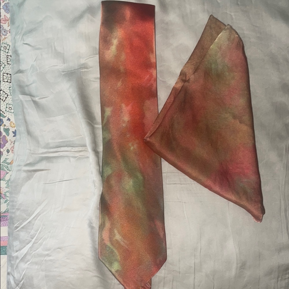 Custom dyed silk tie and pocket square